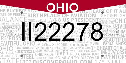 II22278 Ohio License Plate