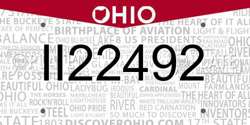 II22492 Ohio License Plate