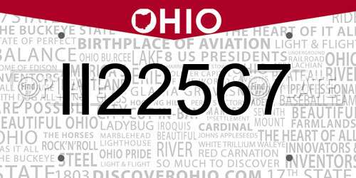 II22567 Ohio License Plate