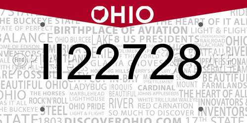 II22728 Ohio License Plate