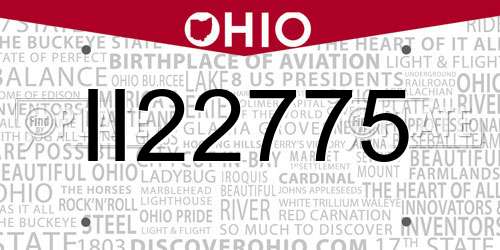 II22775 Ohio License Plate