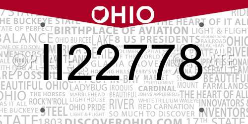 II22778 Ohio License Plate