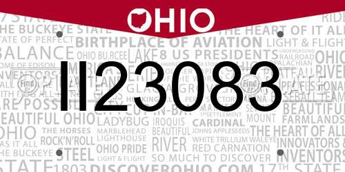 II23083 Ohio License Plate