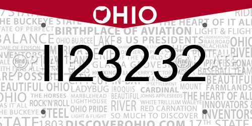 II23232 Ohio License Plate
