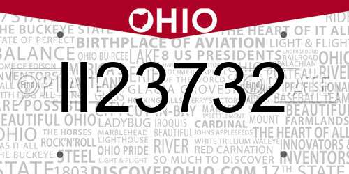 II23732 Ohio License Plate