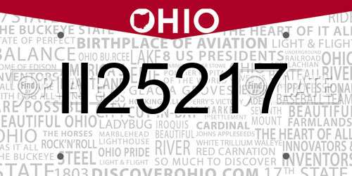 II25217 Ohio License Plate