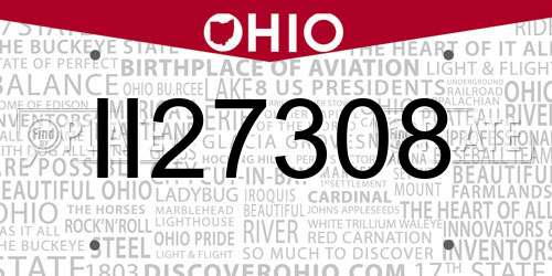 II27308 Ohio License Plate