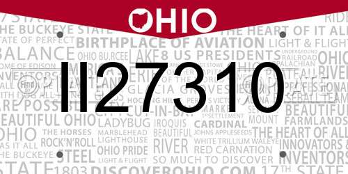 II27310 Ohio License Plate