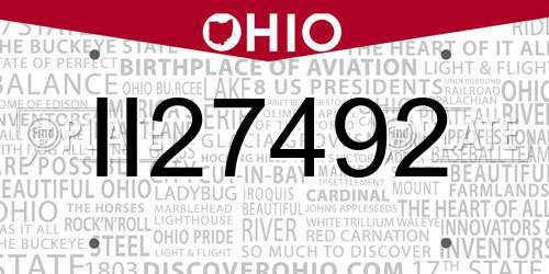 II27492 Ohio License Plate