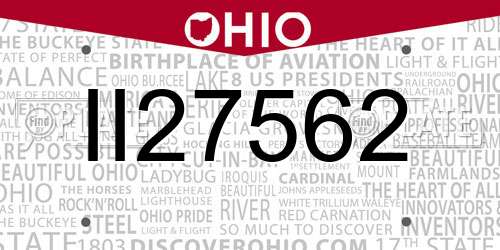 II27562 Ohio License Plate
