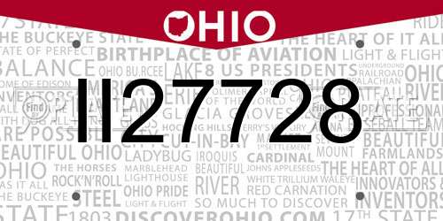 II27728 Ohio License Plate