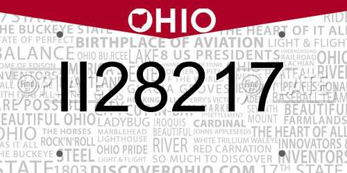 II28217 Ohio License Plate