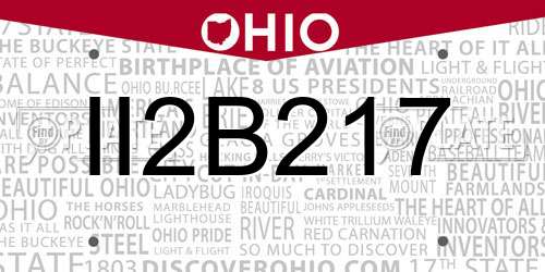 II2B217 Ohio License Plate