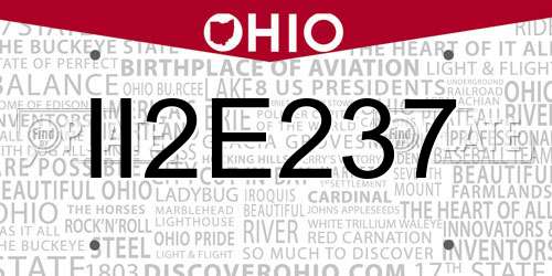 II2E237 Ohio License Plate
