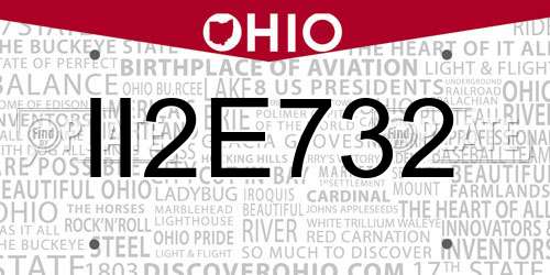 II2E732 Ohio License Plate