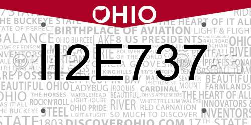 II2E737 Ohio License Plate