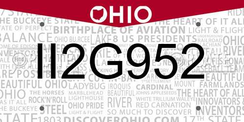 II2G952 Ohio License Plate