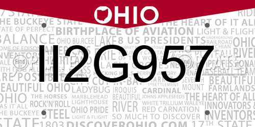 II2G957 Ohio License Plate