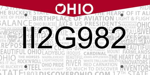 II2G982 Ohio License Plate