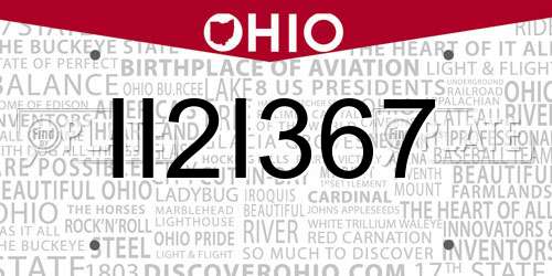 II2I367 Ohio License Plate