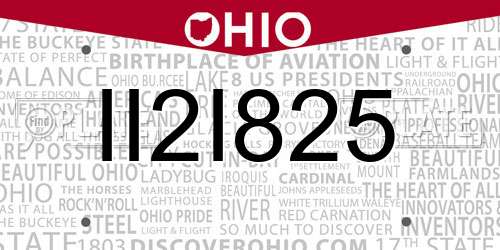 II2I825 Ohio License Plate