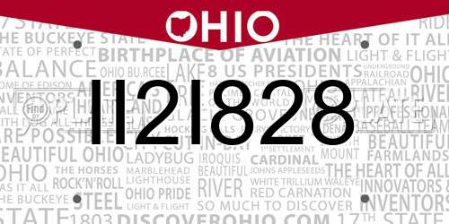 II2I828 Ohio License Plate