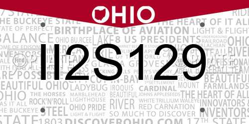 II2S129 Ohio License Plate