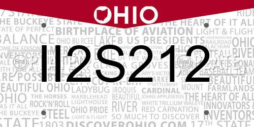 II2S212 Ohio License Plate