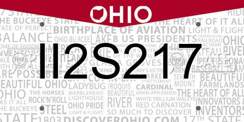 II2S217 Ohio License Plate
