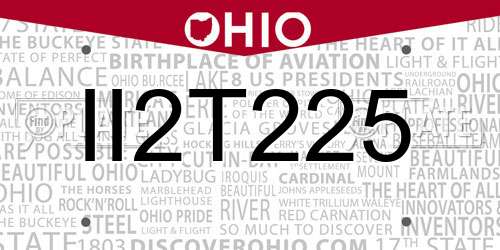 II2T225 Ohio License Plate
