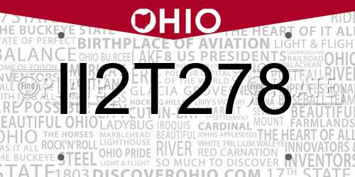 II2T278 Ohio License Plate