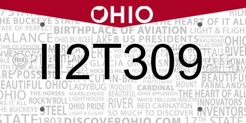II2T309 Ohio License Plate