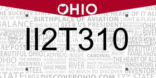II2T310 Ohio License Plate