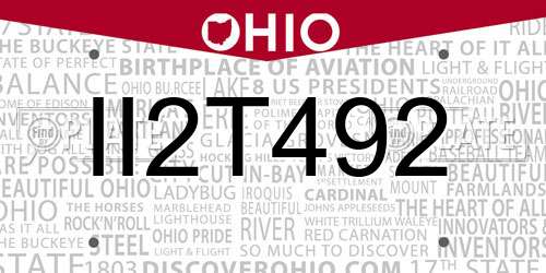 II2T492 Ohio License Plate