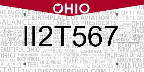 II2T567 Ohio License Plate