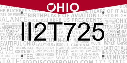 II2T725 Ohio License Plate