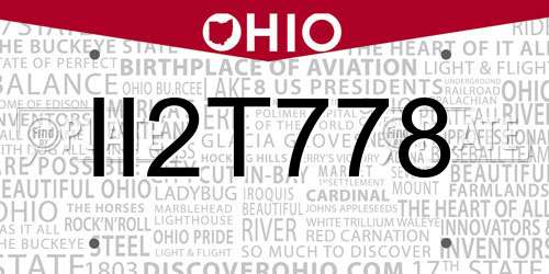 II2T778 Ohio License Plate