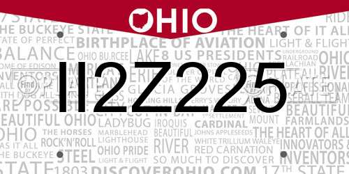 II2Z225 Ohio License Plate