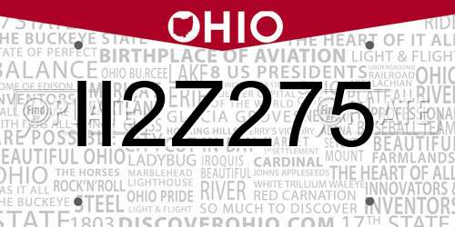 II2Z275 Ohio License Plate