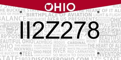 II2Z278 Ohio License Plate