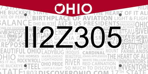 II2Z305 Ohio License Plate
