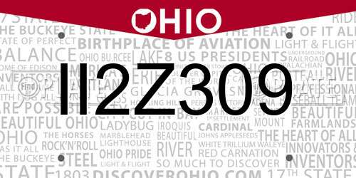 II2Z309 Ohio License Plate