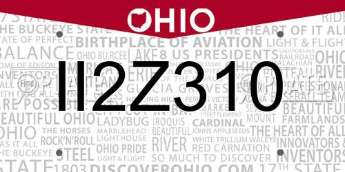II2Z310 Ohio License Plate