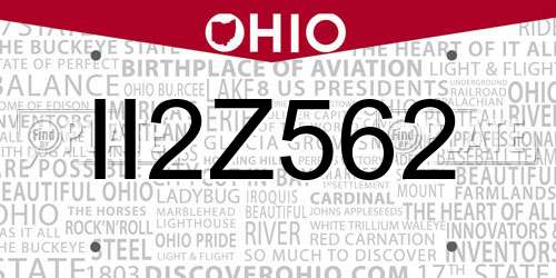II2Z562 Ohio License Plate