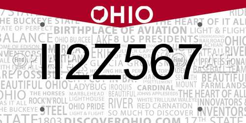 II2Z567 Ohio License Plate