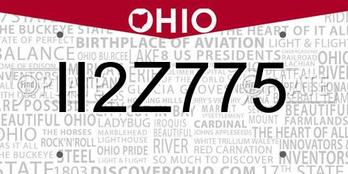 II2Z775 Ohio License Plate