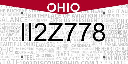 II2Z778 Ohio License Plate