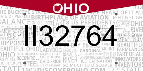 II32764 Ohio License Plate
