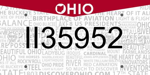 II35952 Ohio License Plate
