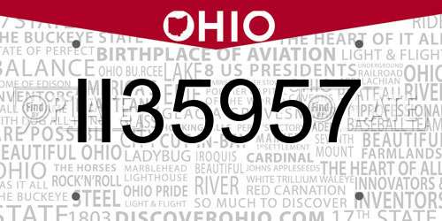 II35957 Ohio License Plate